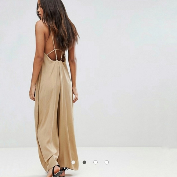 ASOS Pants - Asos Curve Nude Wide Leg Halter Jumpsuit